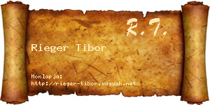 Rieger Tibor névjegykártya